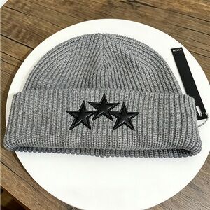 AMIRI Gray Knit Beanie with Black Stars